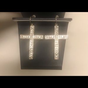 Handcrafted silver cross earrings